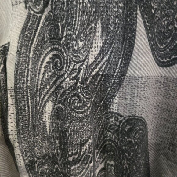 Talbots 100% Cashmere Gray Black Paisley Crewneck Sweater Size Lp - Picture 5 of 7